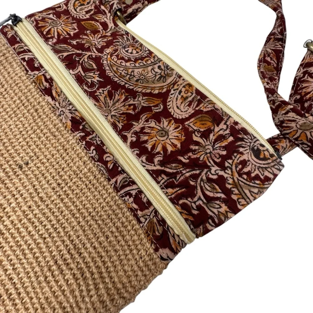 Jute Cottage Sling Handbag Dobby Jute Fabric‎ Ethnic Block Kalamkari Design